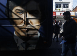 Foto de Milei en colectivo